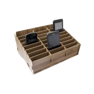 Estante de madeira para 24 smartphones